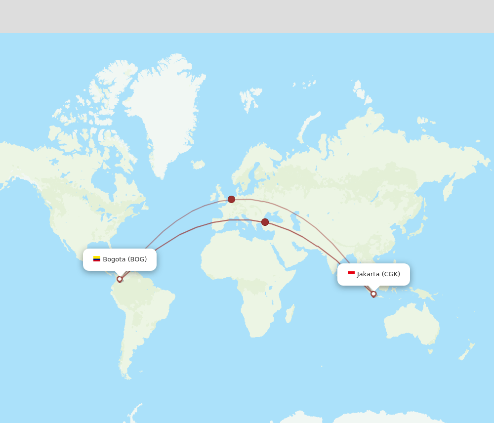 CGK-BOG flight routes