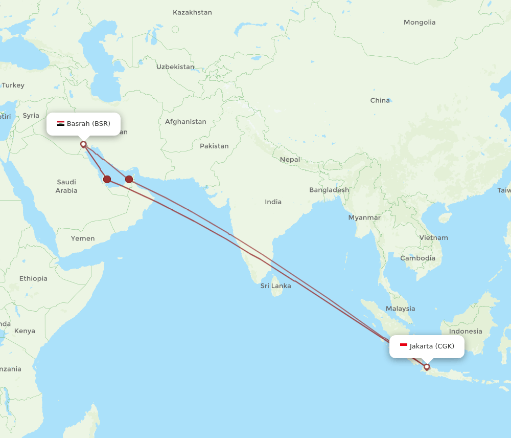 CGK-BSR flight routes