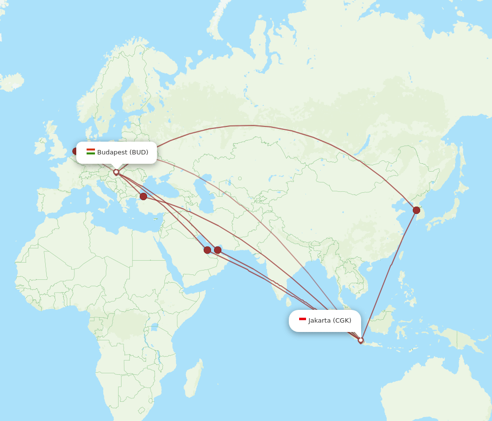 CGK-BUD flight routes