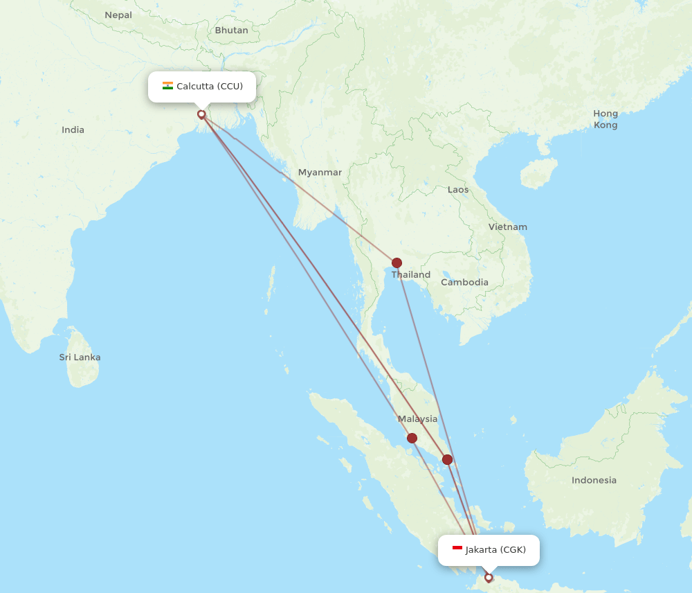 CGK-CCU flight routes
