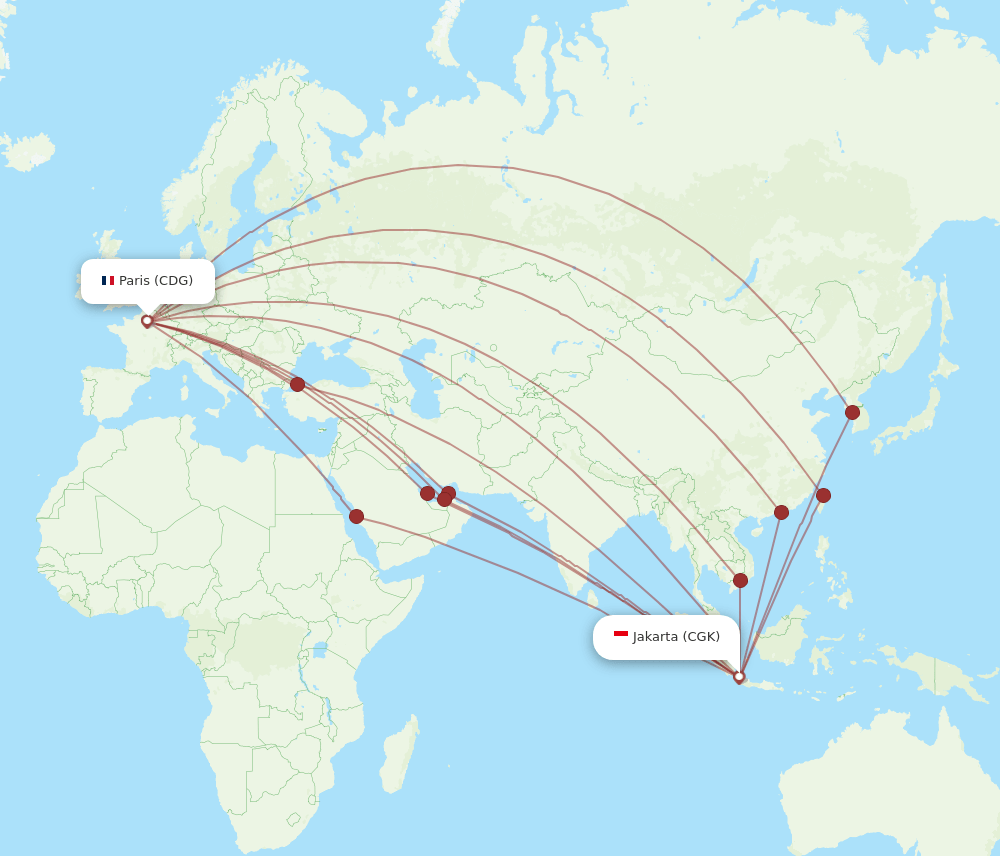 CGK to CDG flights and routes map