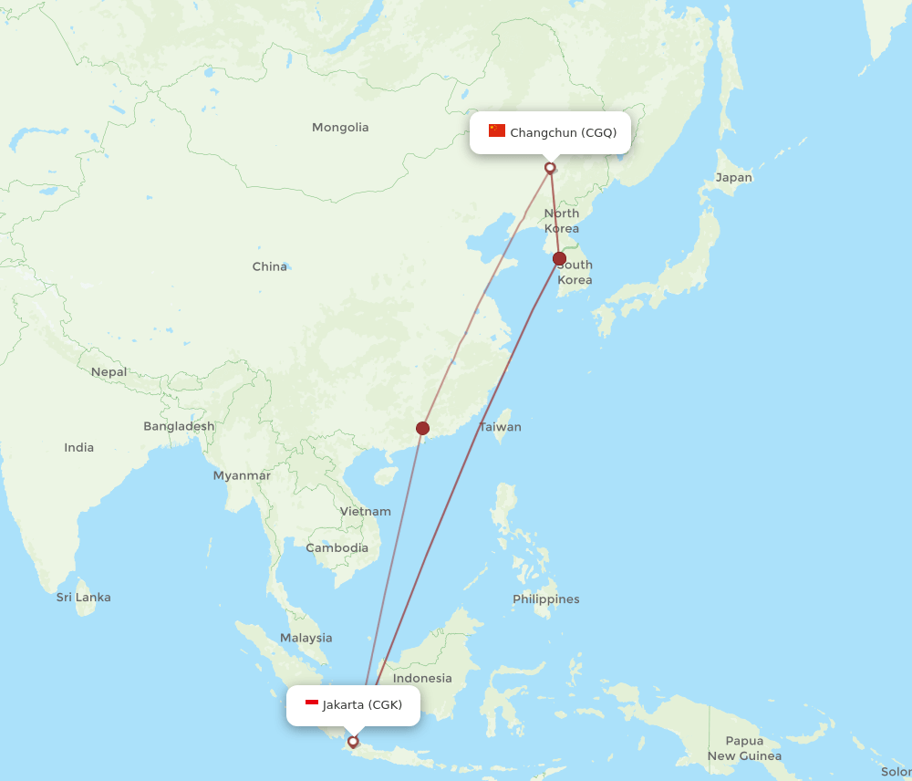 CGK-CGQ flight routes
