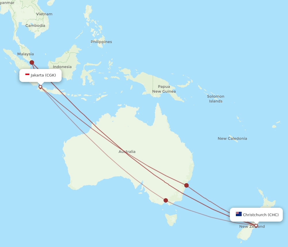 CGK-CHC flight routes