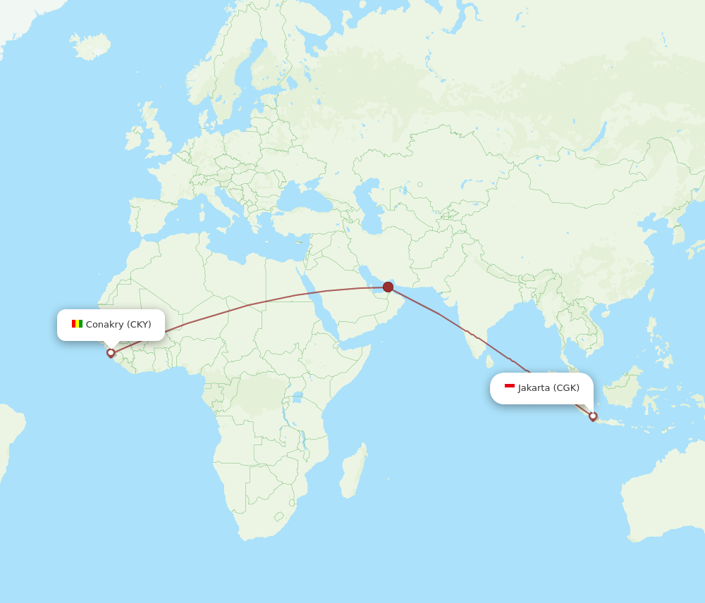 CGK-CKY flight routes