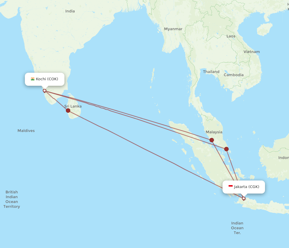 CGK-COK flight routes