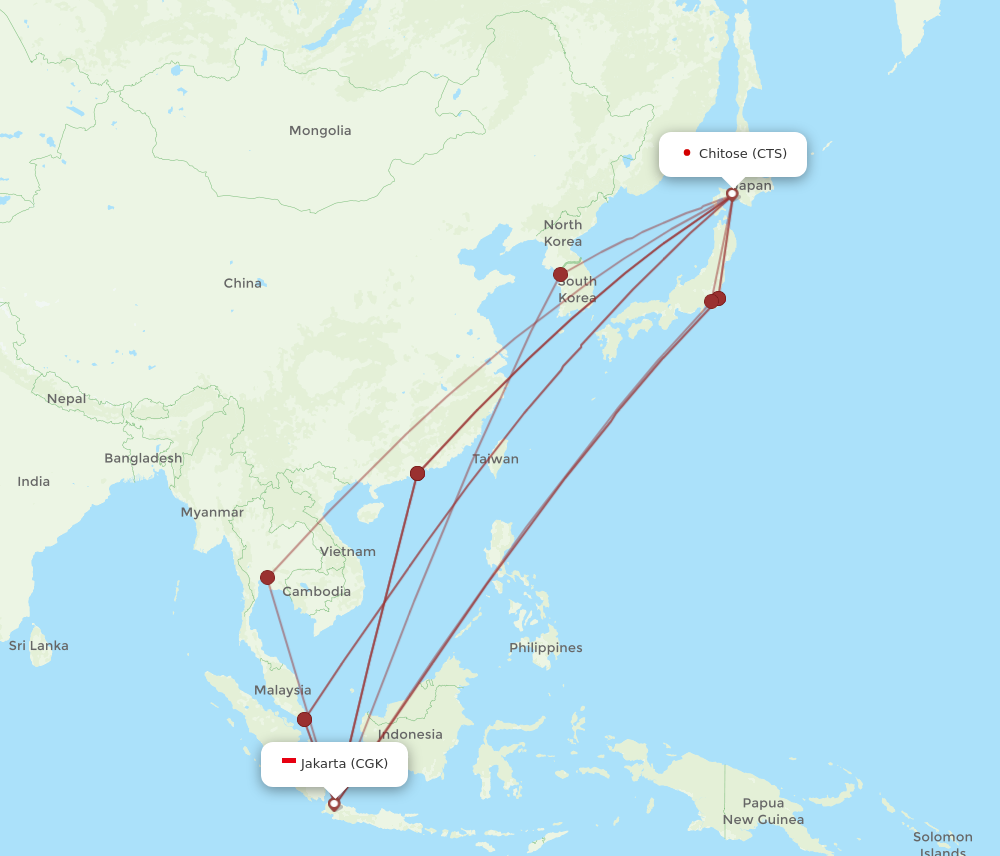 CGK to CTS flights and routes map