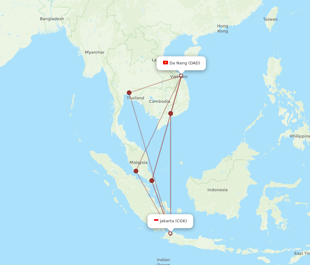 CGK-DAD flight routes