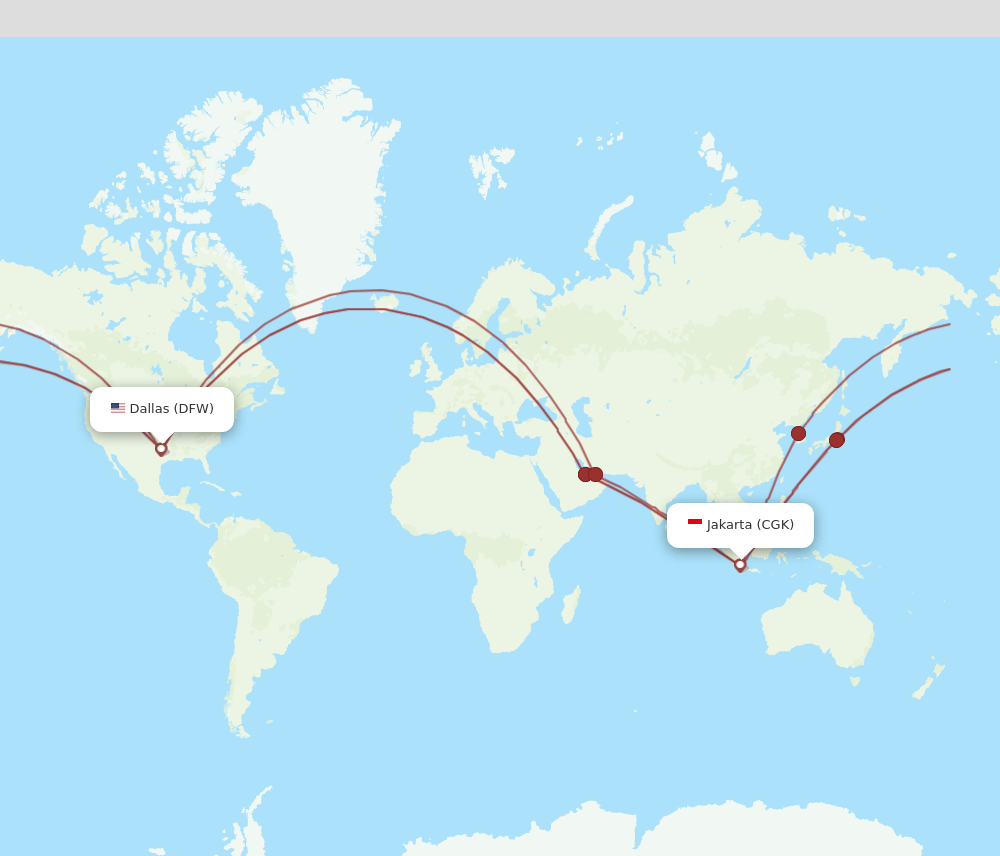 CGK-DFW flight routes