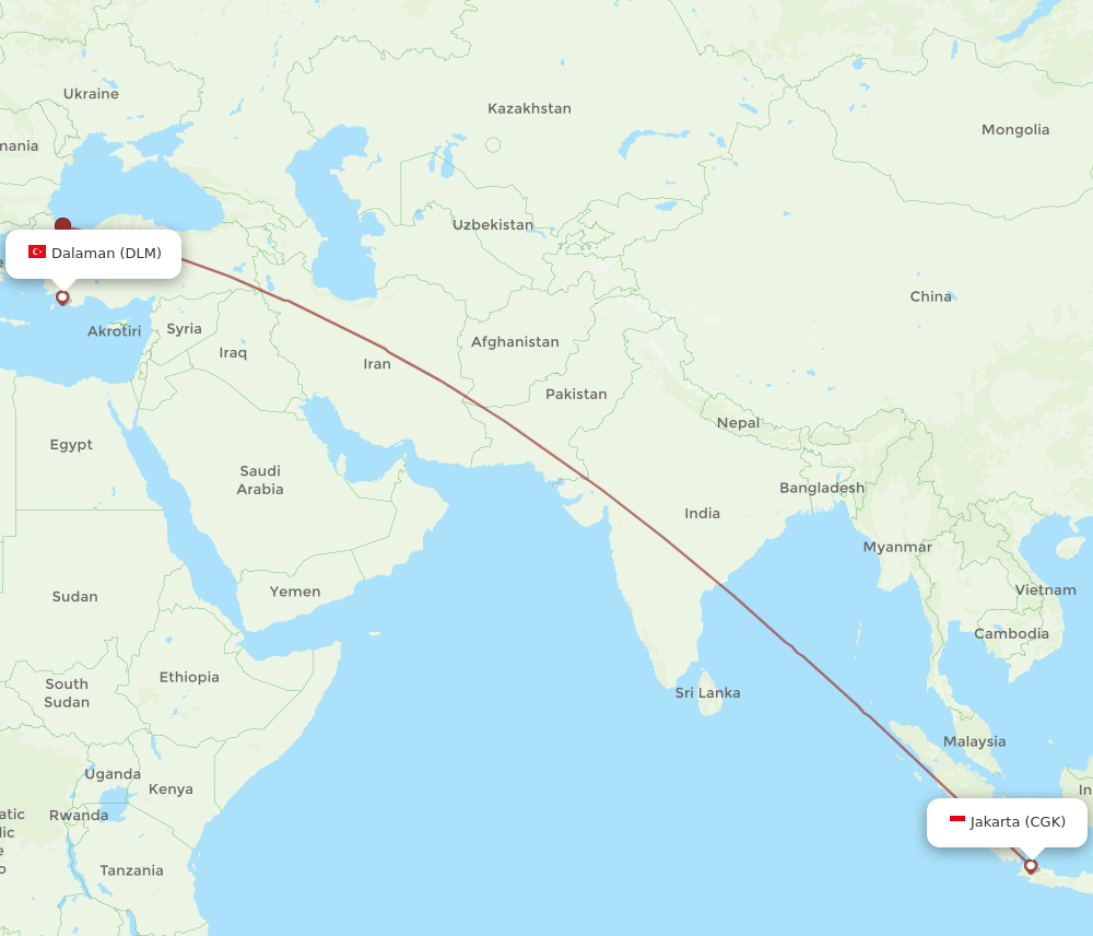 CGK-DLM flight routes