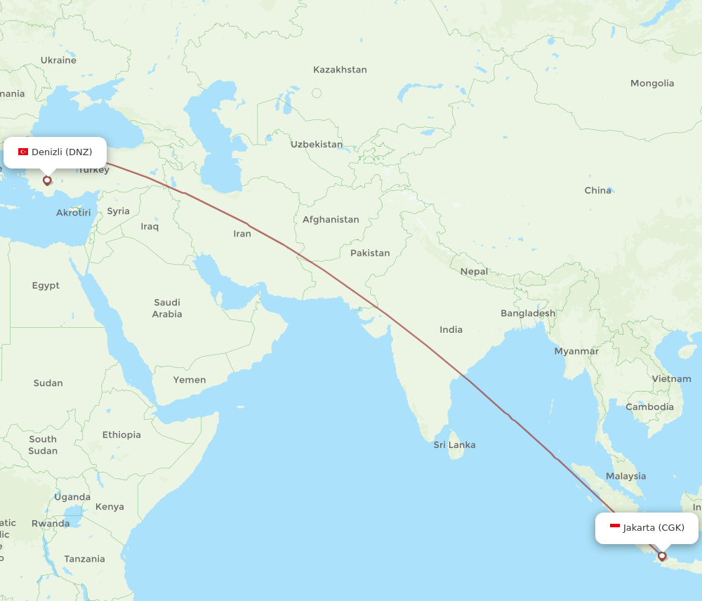 CGK-DNZ flight routes