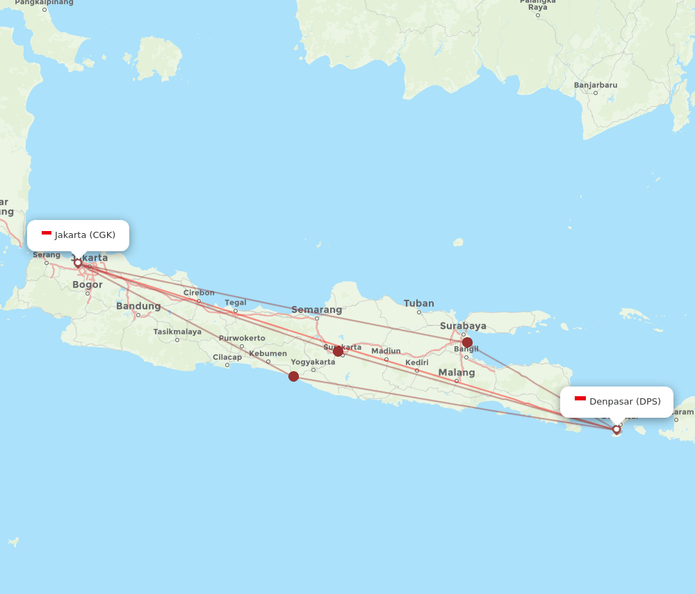 CGK to DPS flights and routes map