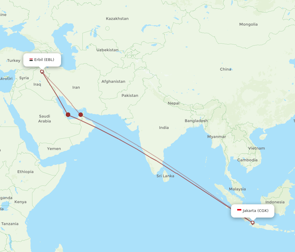 CGK-EBL flight routes