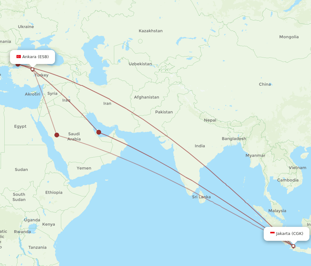 CGK-ESB flight routes
