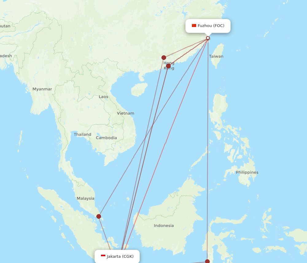 CGK-FOC flight routes