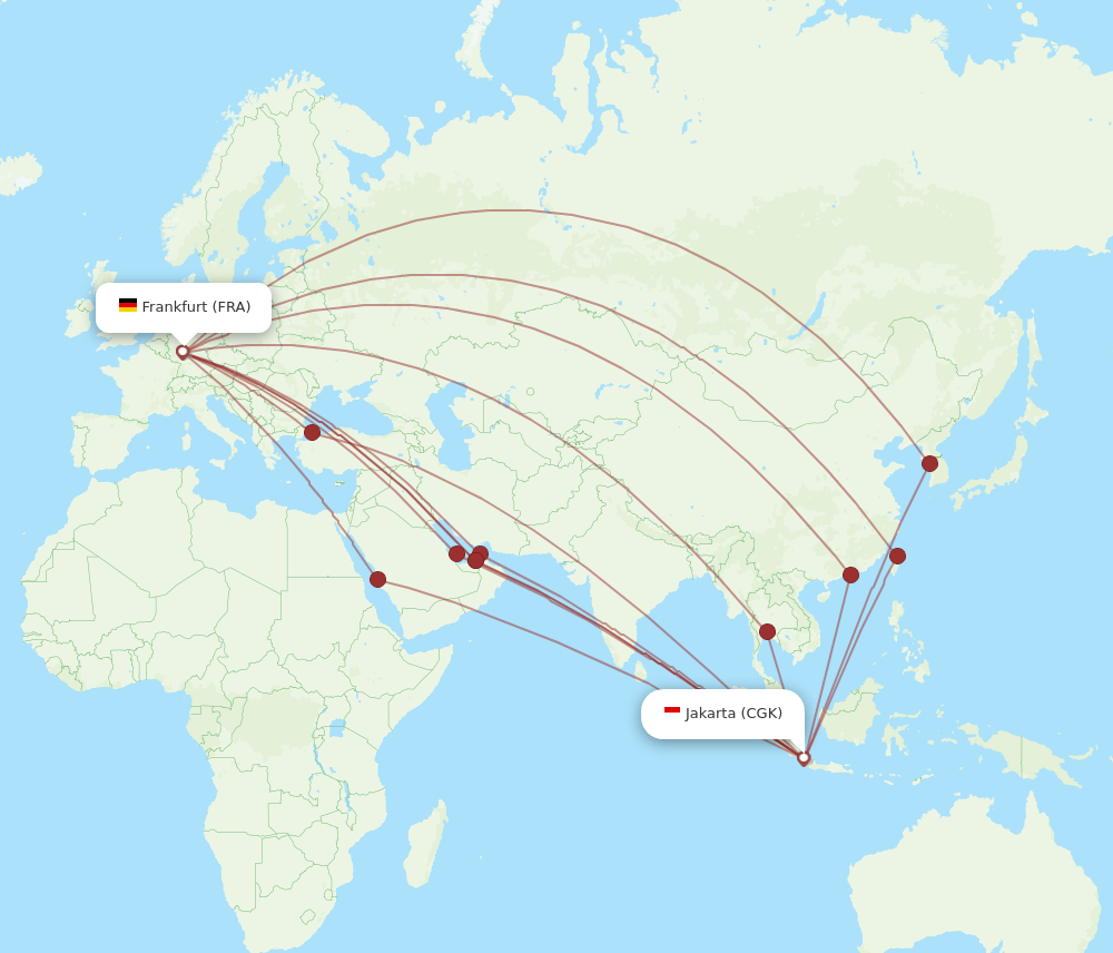 CGK to FRA flights and routes map