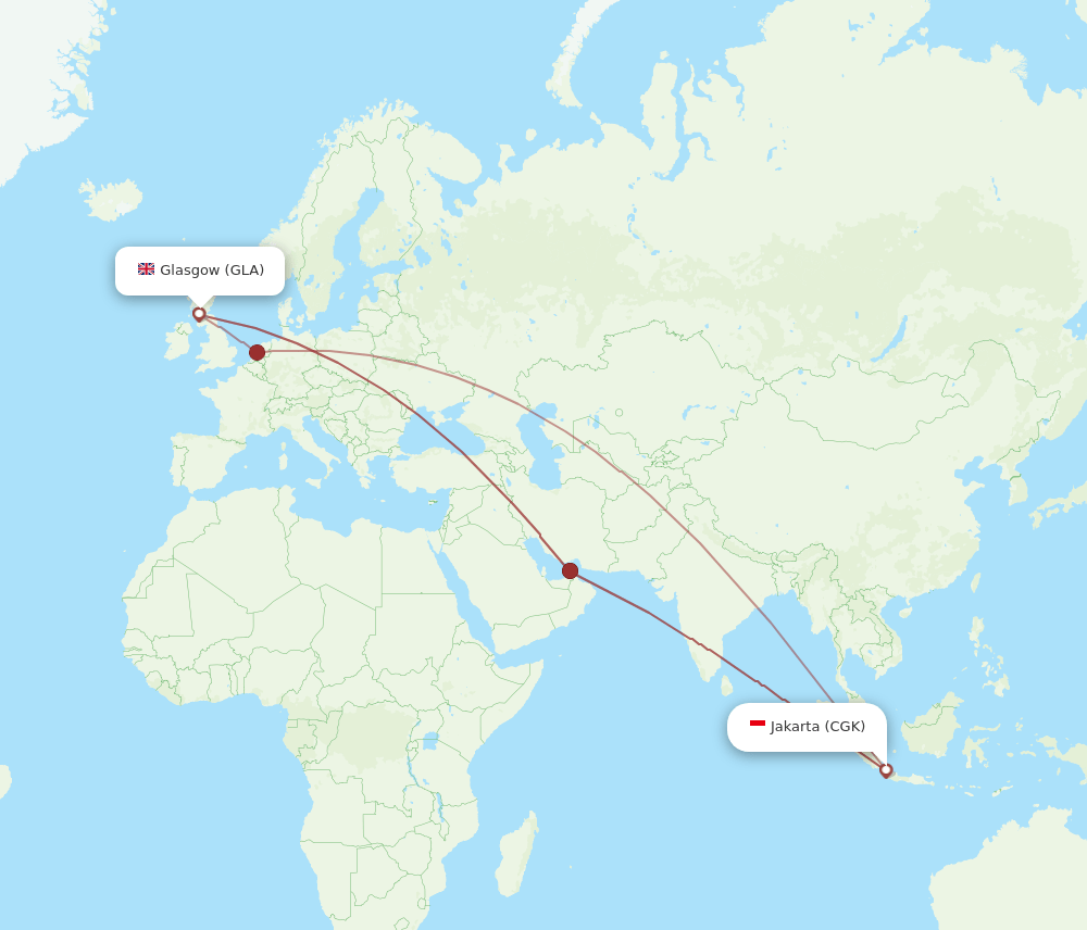 CGK-GLA flight routes