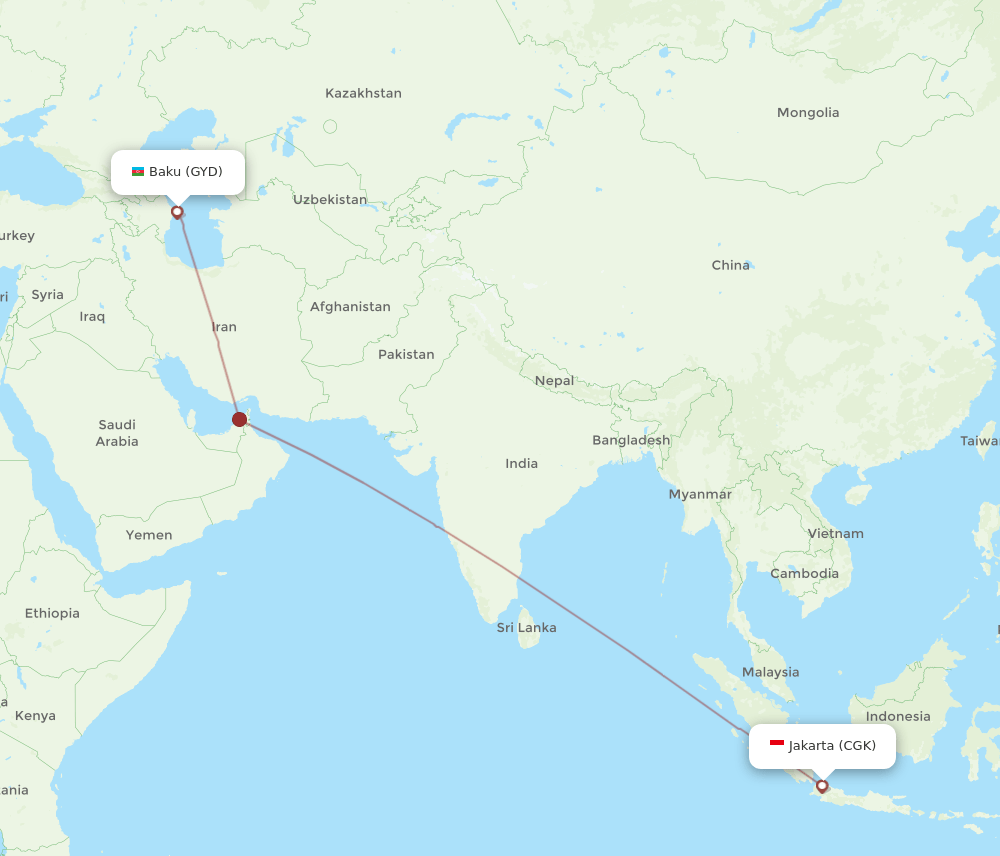 CGK to GYD flights and routes map