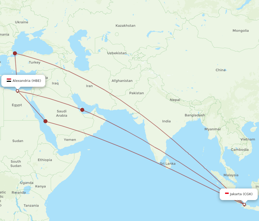 CGK-HBE flight routes