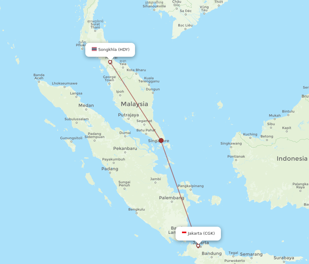 CGK to HDY flights and routes map