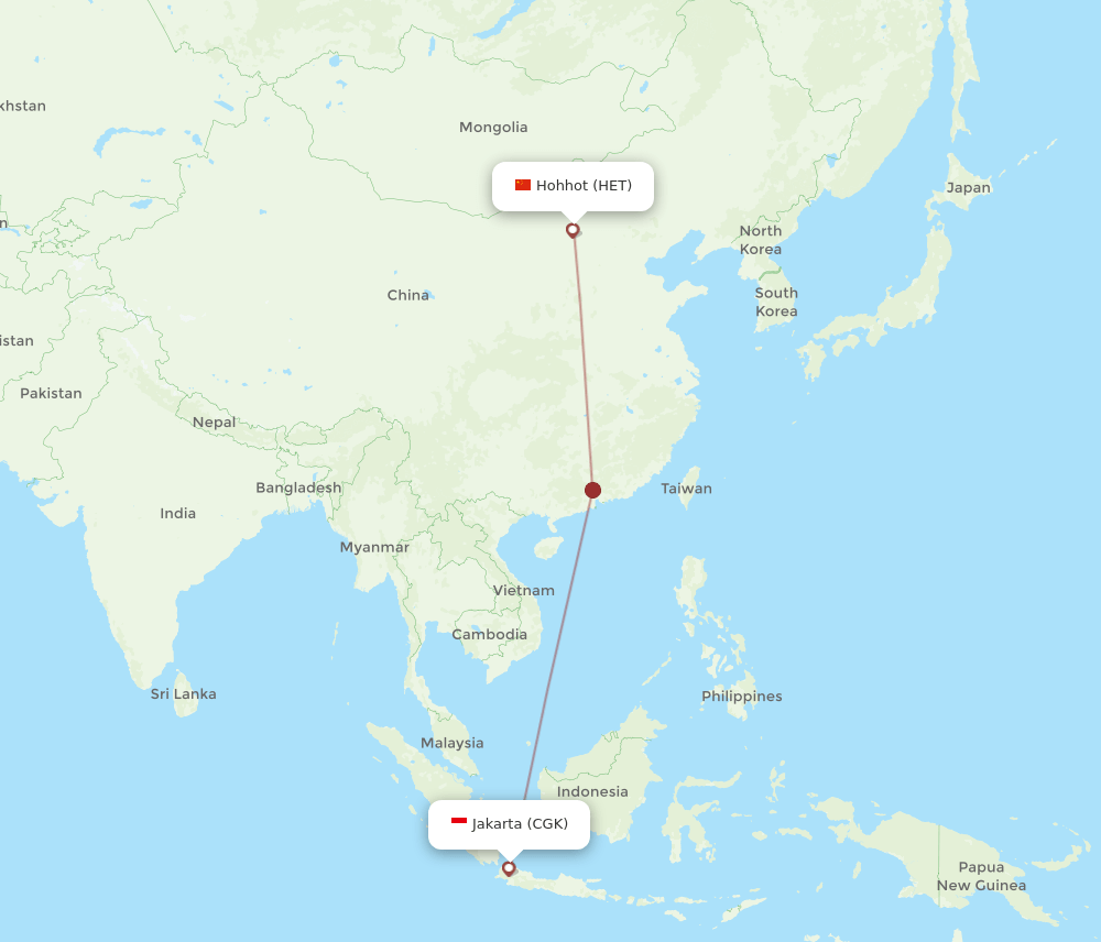CGK-HET flight routes
