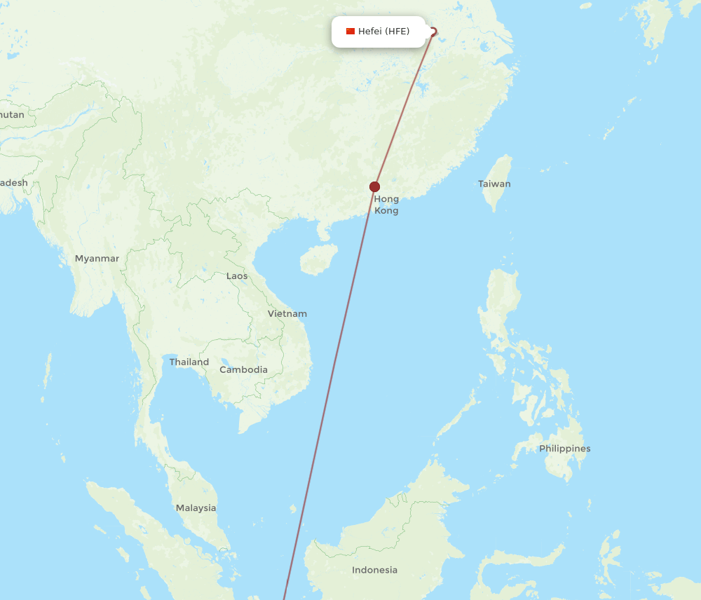 CGK-HFE flight routes