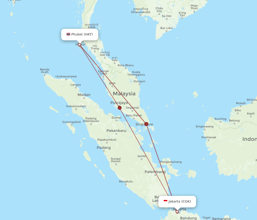 CGK to HKT flights and routes map