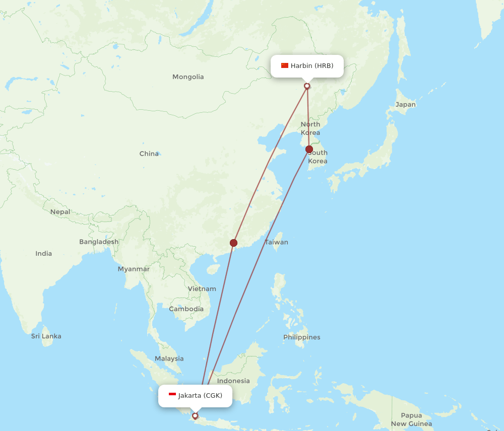 CGK-HRB flight routes
