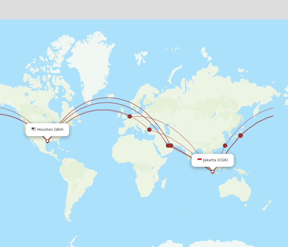 CGK to IAH flights and routes map