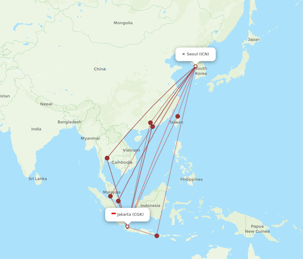 CGK-ICN flight routes