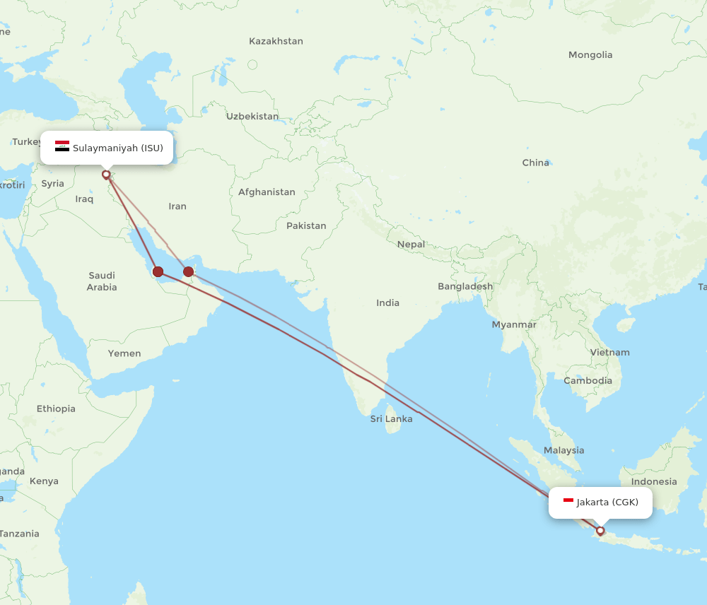 CGK to ISU flights and routes map
