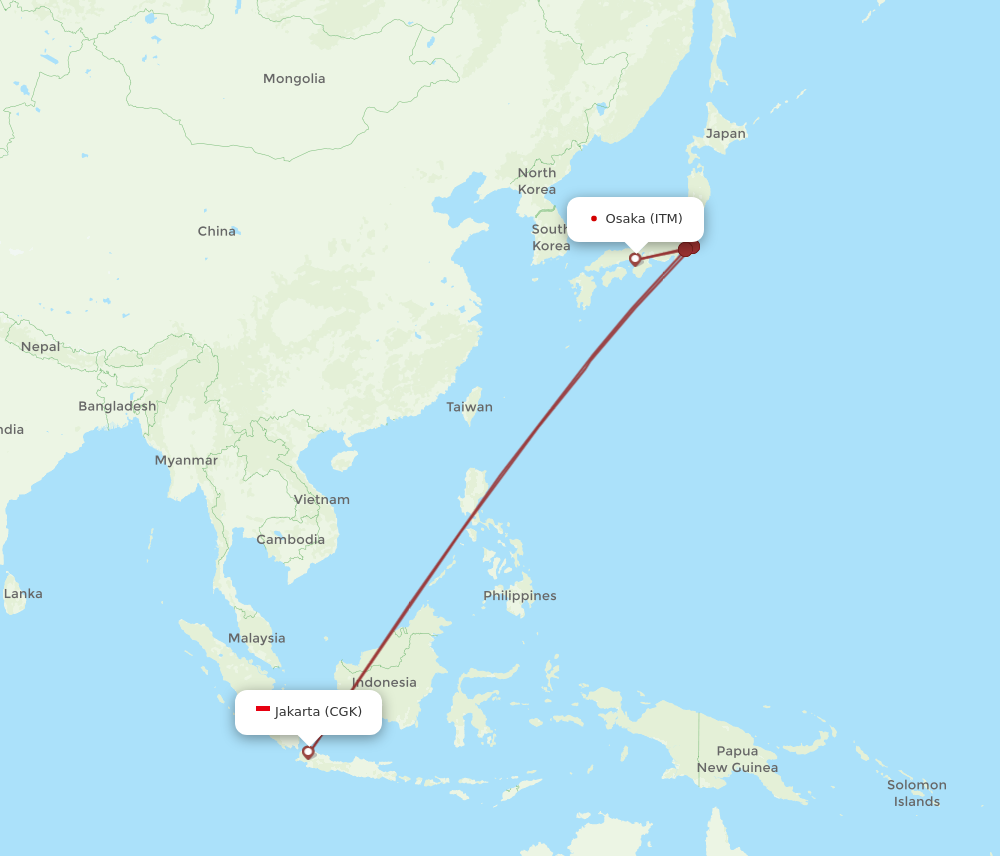 CGK to ITM flights and routes map