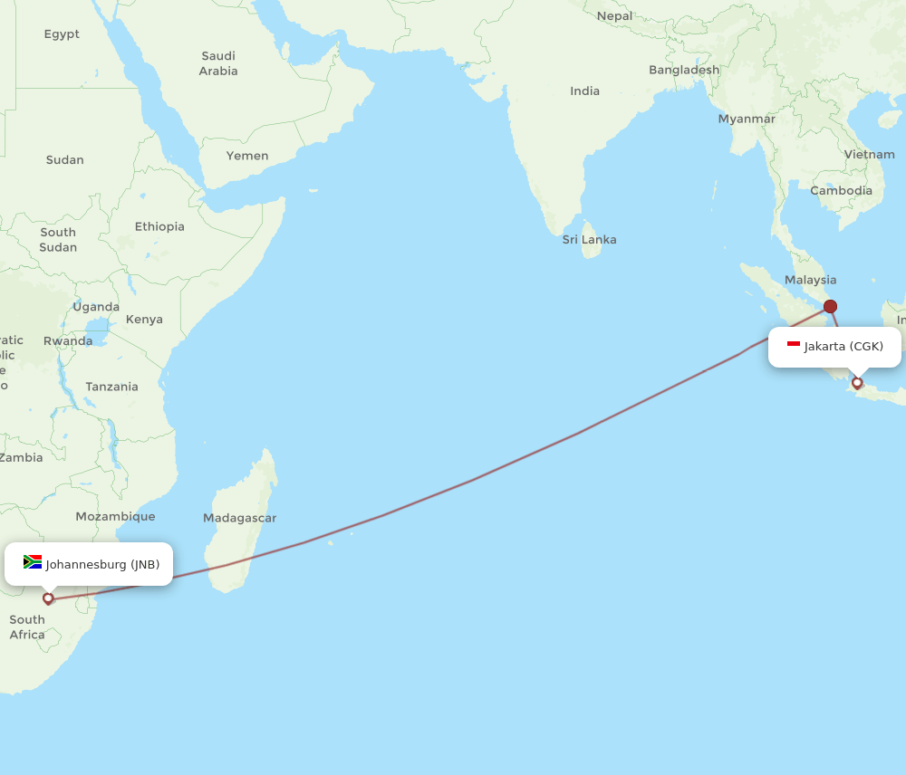 CGK-JNB flight routes