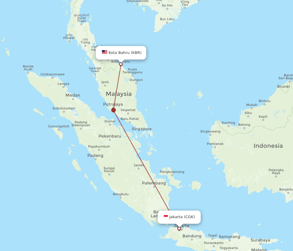 CGK-KBR flight routes