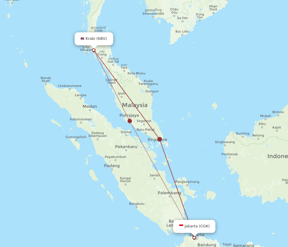 CGK to KBV flights and routes map