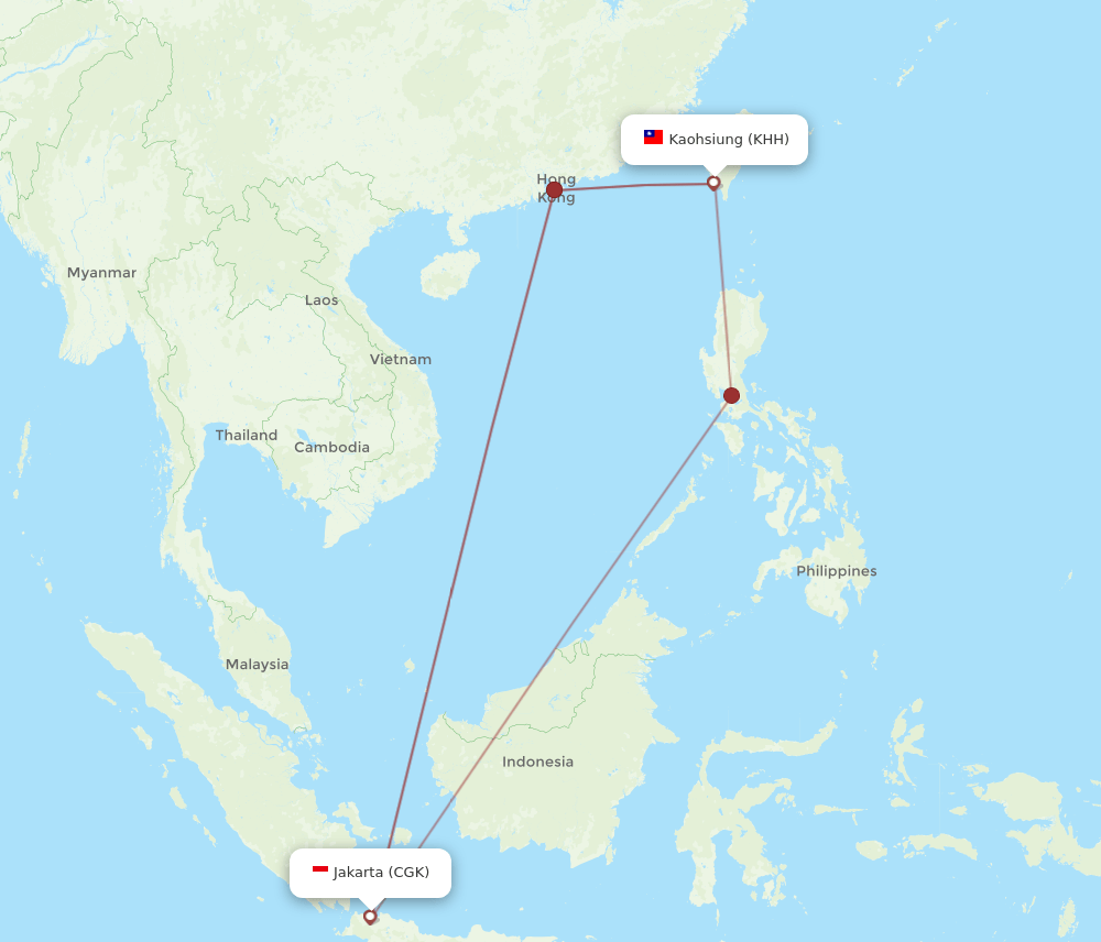 CGK-KHH flight routes