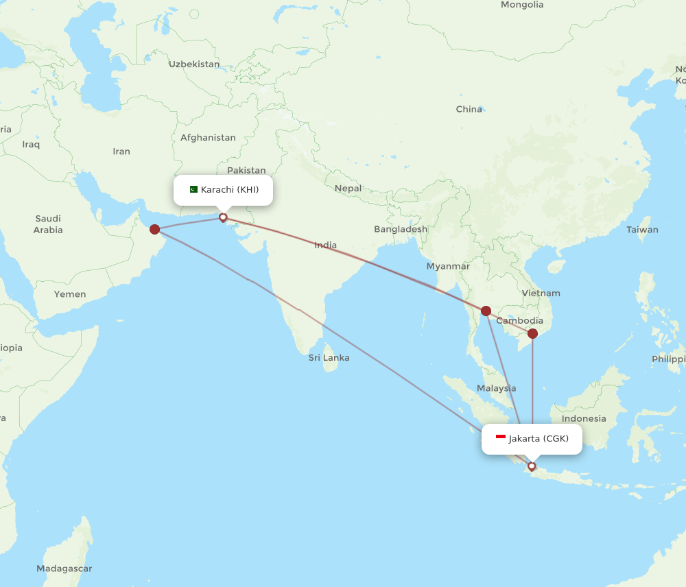CGK-KHI flight routes