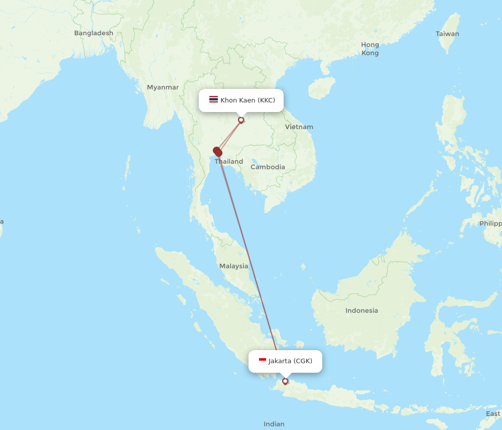 CGK to KKC flights and routes map