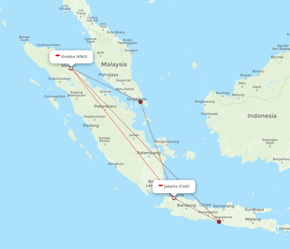 CGK to KNO flights and routes map