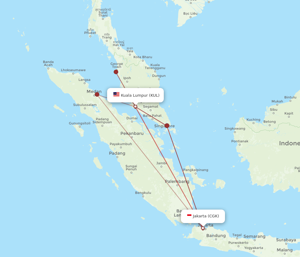 CGK to KUL flights and routes map