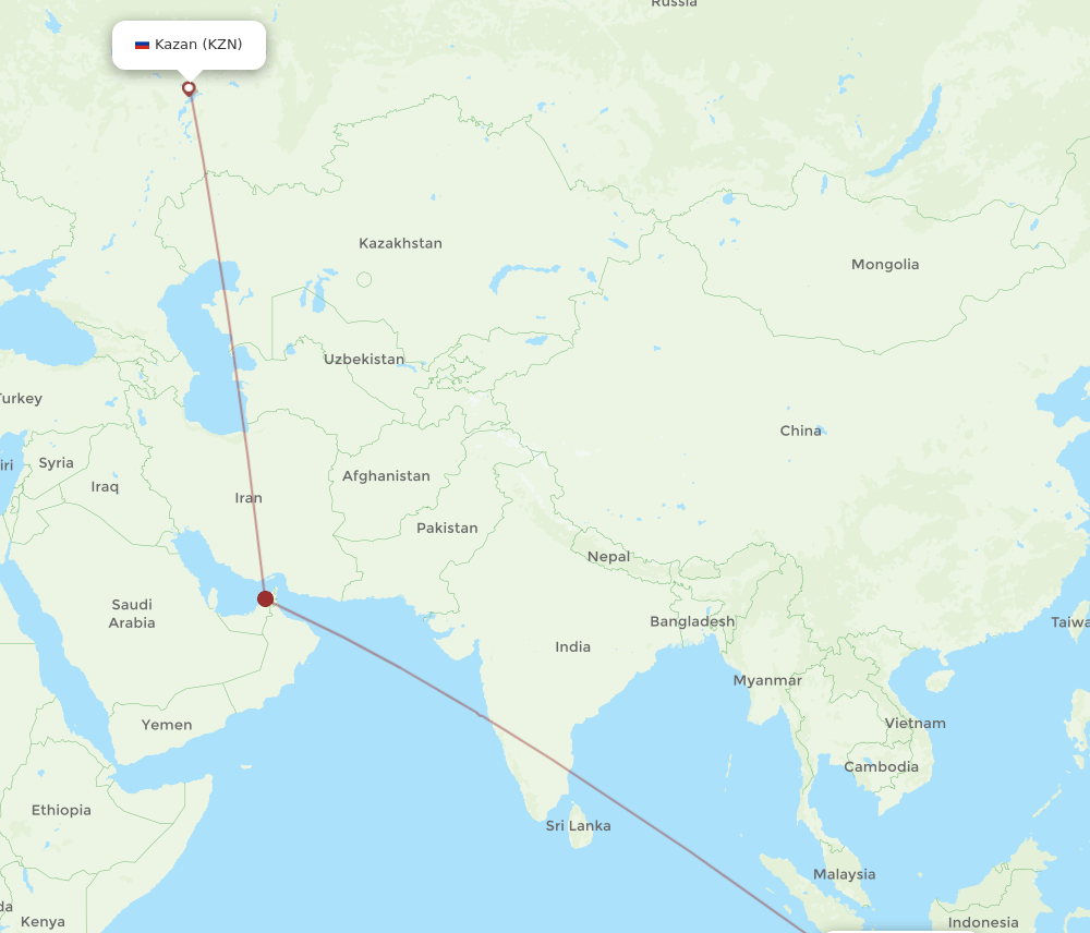 CGK-KZN flight routes