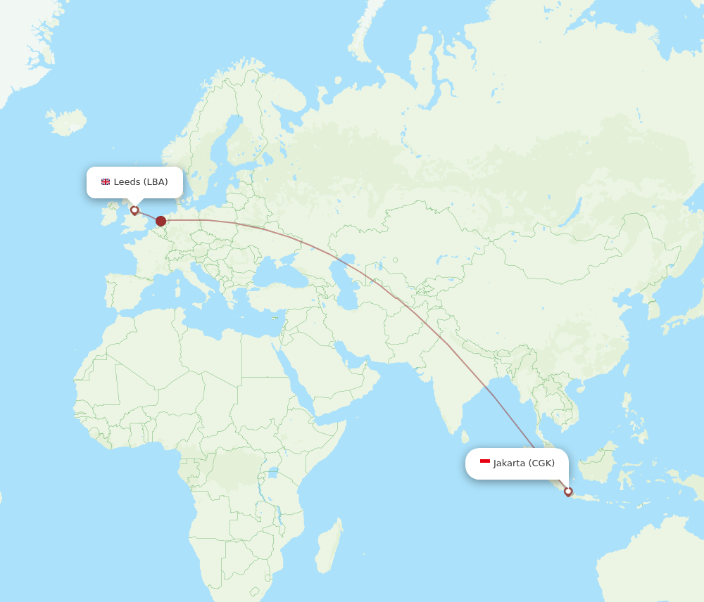 CGK to LBA flights and routes map