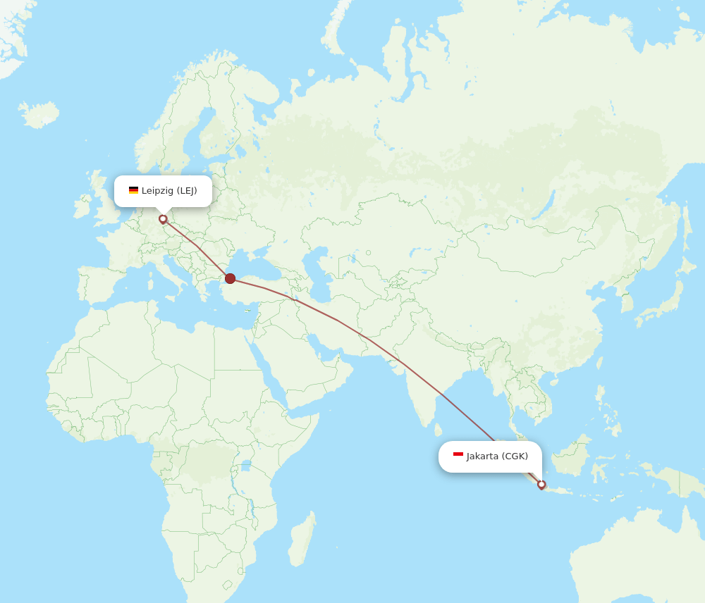 CGK to LEJ flights and routes map