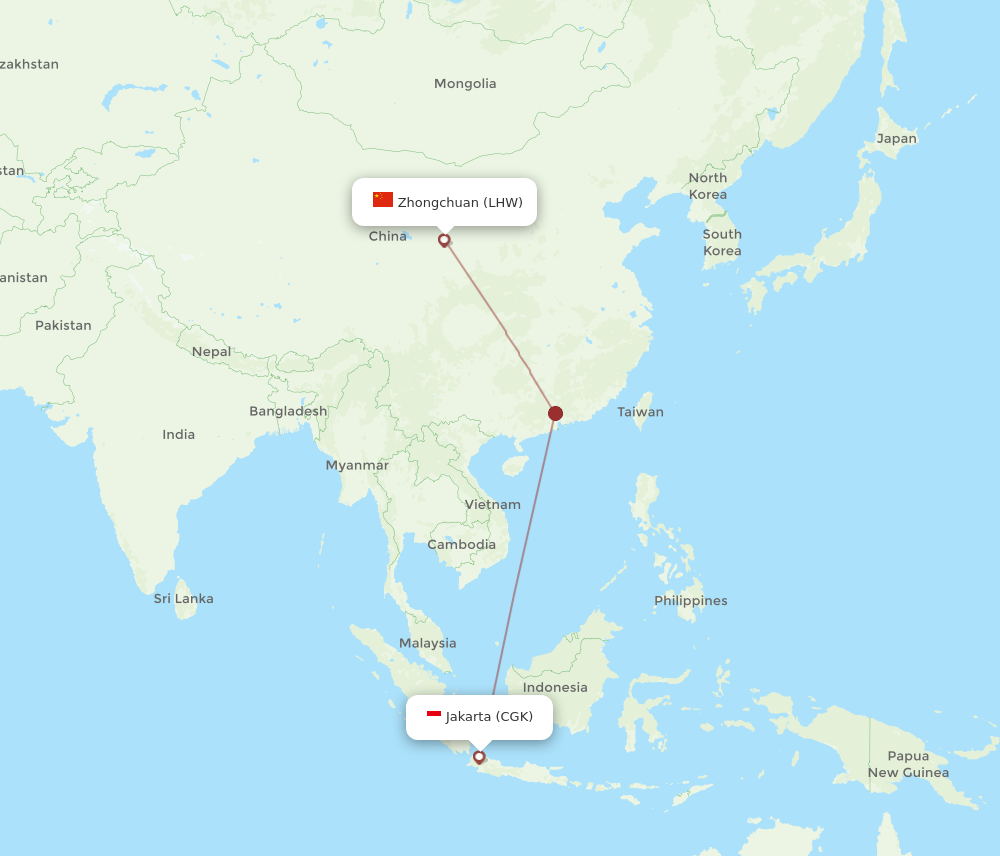 CGK-LHW flight routes