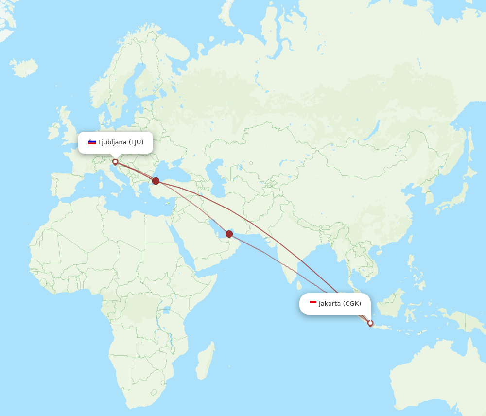 CGK-LJU flight routes
