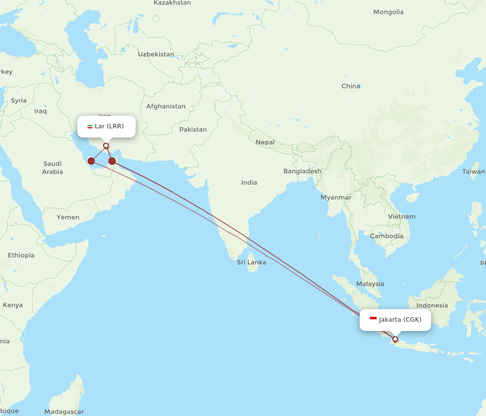 CGK-LRR flight routes