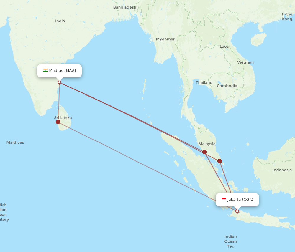 CGK-MAA flight routes
