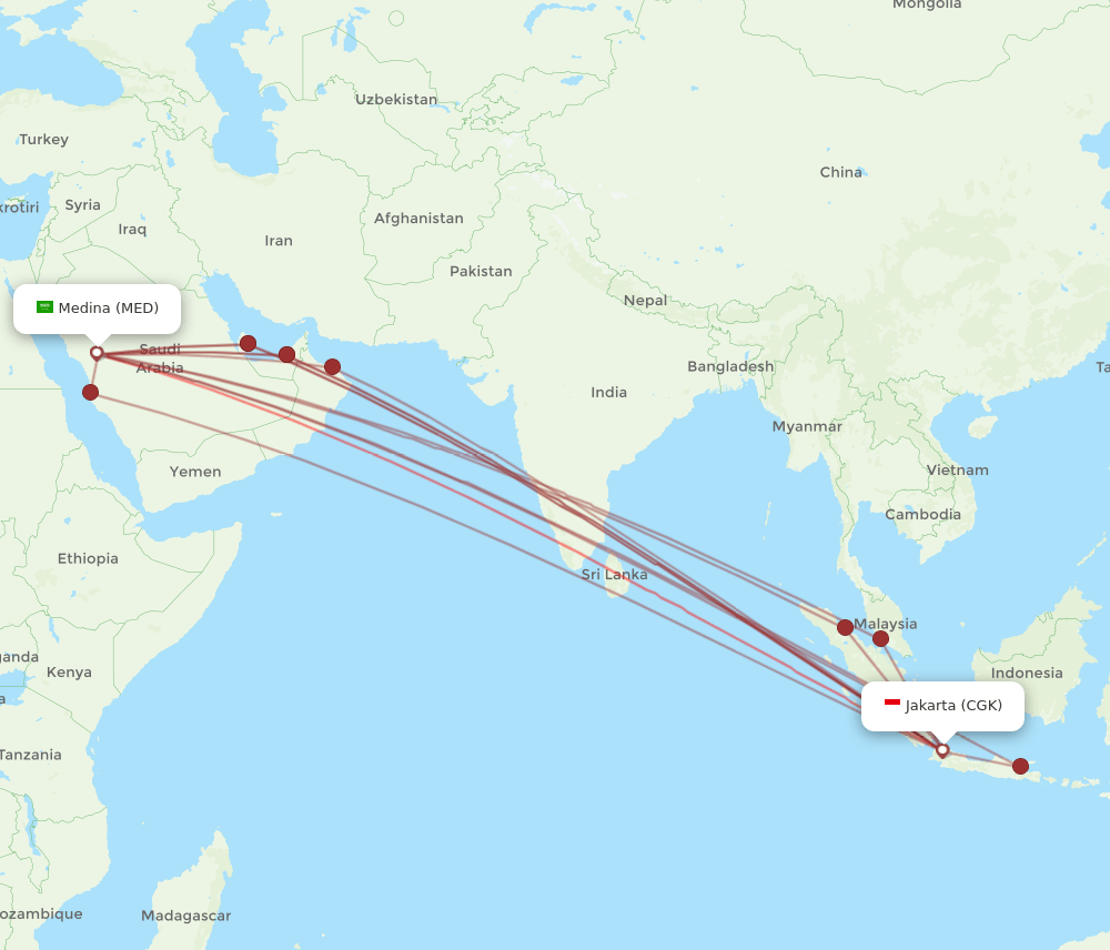 CGK-MED flight routes