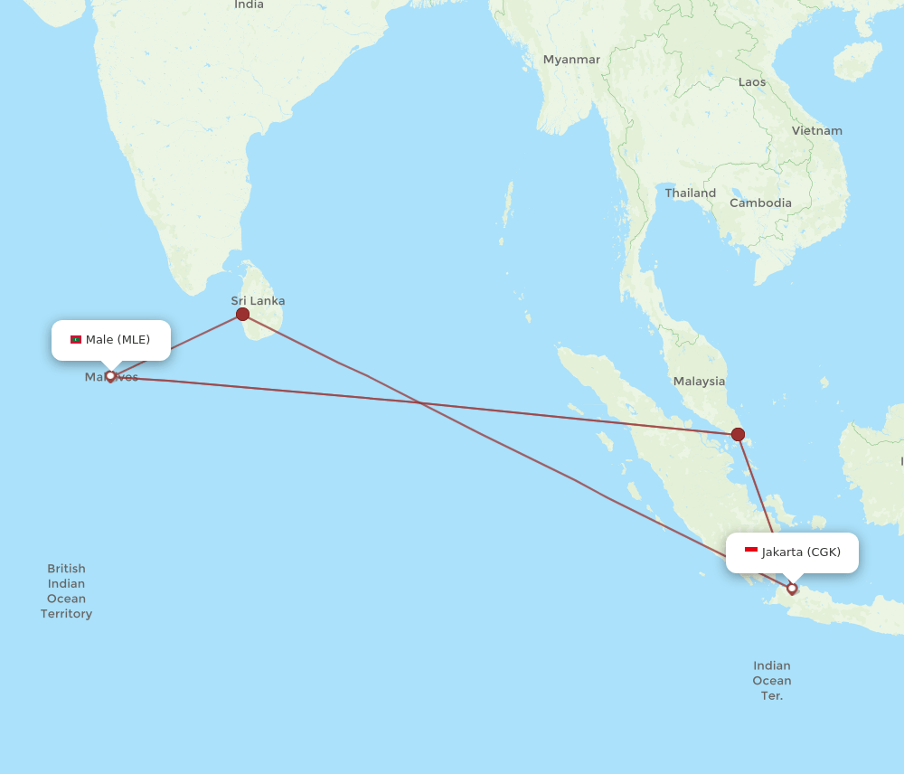CGK to MLE flights and routes map