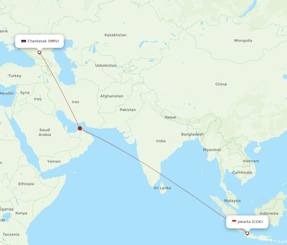 CGK-MRV flight routes