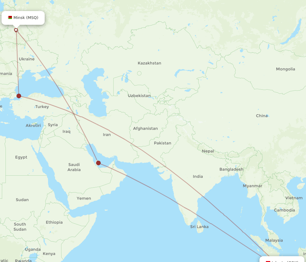 CGK-MSQ flight routes